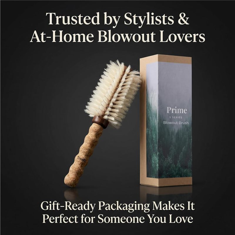 Boar Bristle Round Brush with Cork Handle - 2.75 Inch Barrel with Nylon Pins - Blow Dry and Volumize Fine Thinning Hair Without Arm Fatigue