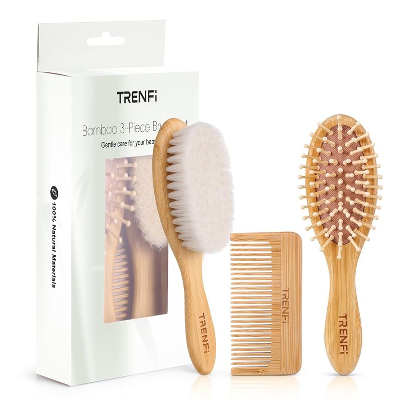 Bamboo Baby Hair Brush & Comb Set (3-Piece)