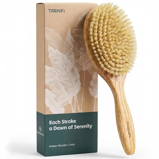 Boar Bristle Hair Brush for Fine Thin Hair — 100% Natural Soft Bristle Finish…
