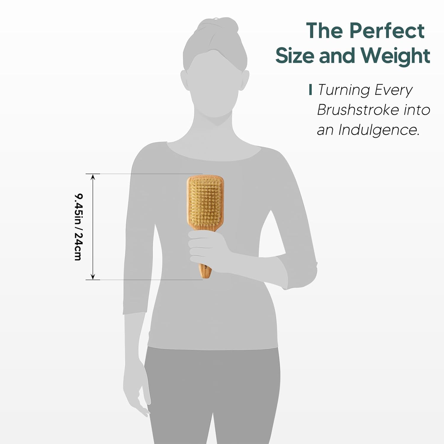 100% Boar Bristle Hair Brush - Soft Natural Bristle Wooden Paddle Brush for Fine Thin Hair, Distributes Scalp Oils for Smooth Shine, Solid Red Oak Handle for Women Men