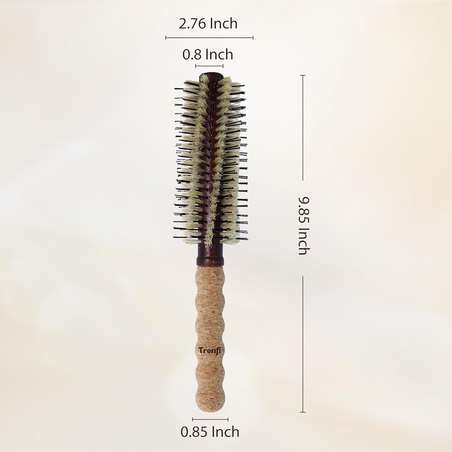 Large Round Brush for Blow Drying 2.75 Inch — Boar Bristle and Nylon Pin Barrel with Cork Handle, Volumizing Hair Brush for Thick Long Hair, Women