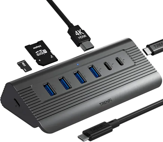 USB C Hub 10-in-1 Detachable Cable