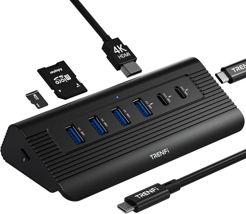 10-in-1 USB C Hub with 2.2ft Detachable Cable