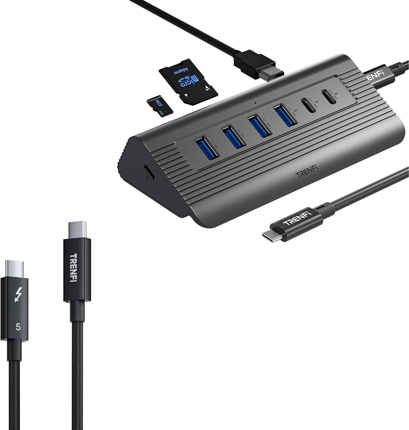 10-in-1 USB-C Hub Gray + Thunderbolt 5 Cable