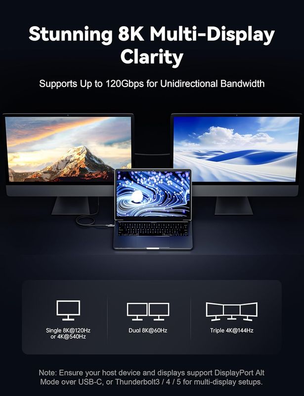 10-in-1 USB-C Hub Gray + Thunderbolt 5 Cable