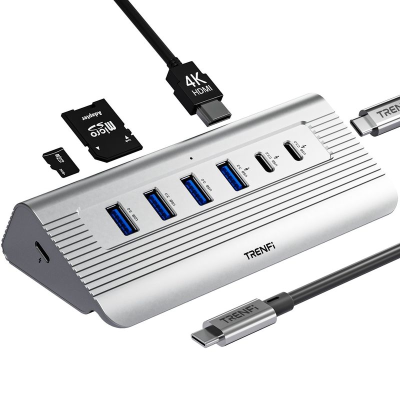 10-in-1 USB C Hub with Detachable Cable