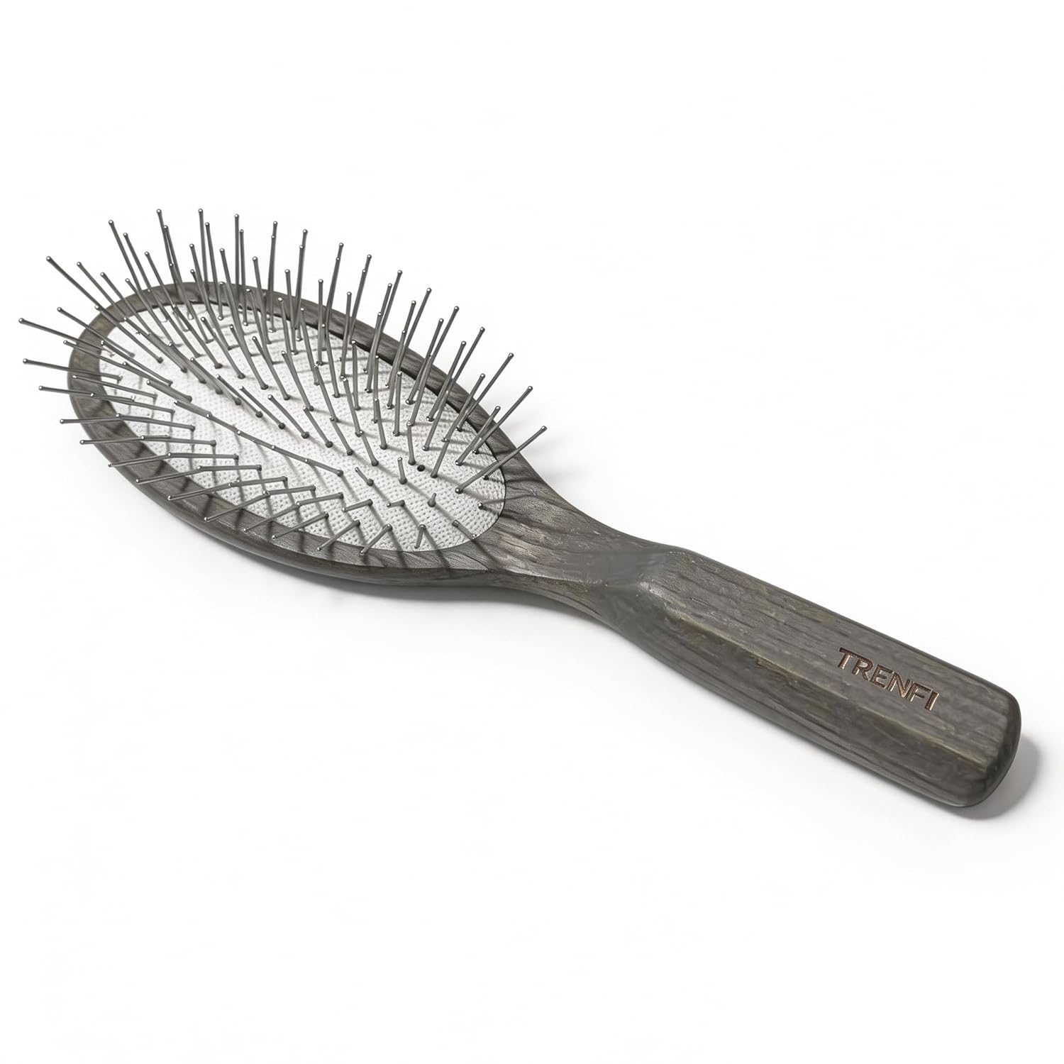 Oval Paddle Brush, Silver-Tone Metal Pins